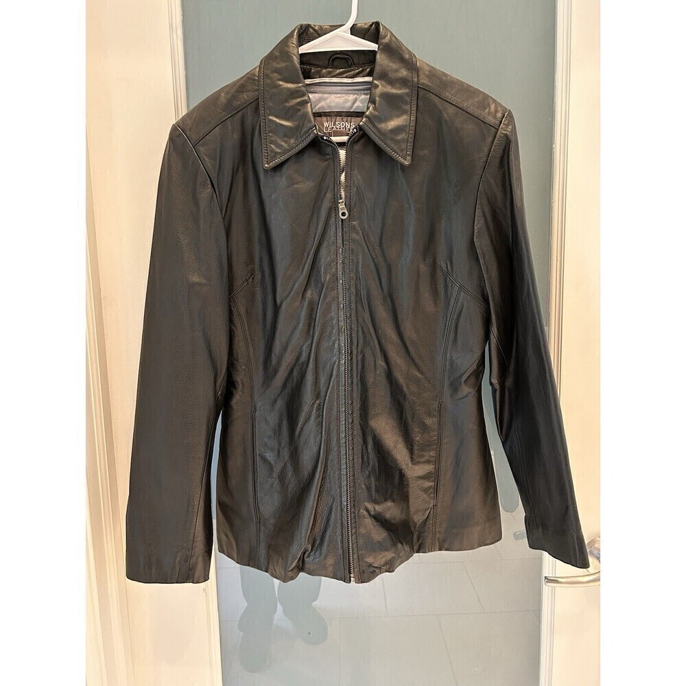Vintage Wilsons Jacket Women’s Large Genuine Leather 90s Y2K Goth Grunge Black